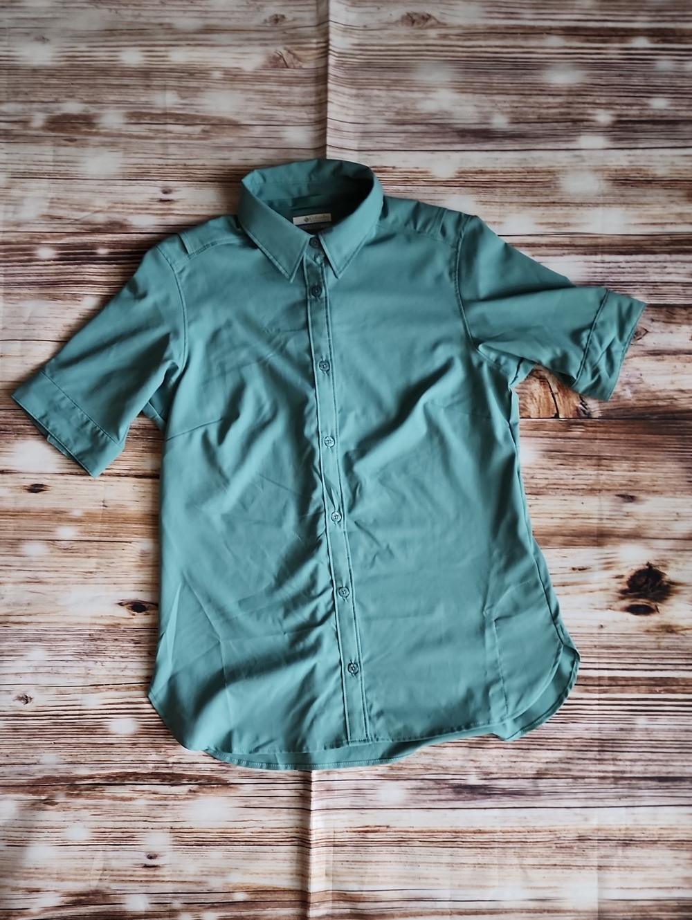 Columbia Teal Short Sleeve Button-Down Shirt